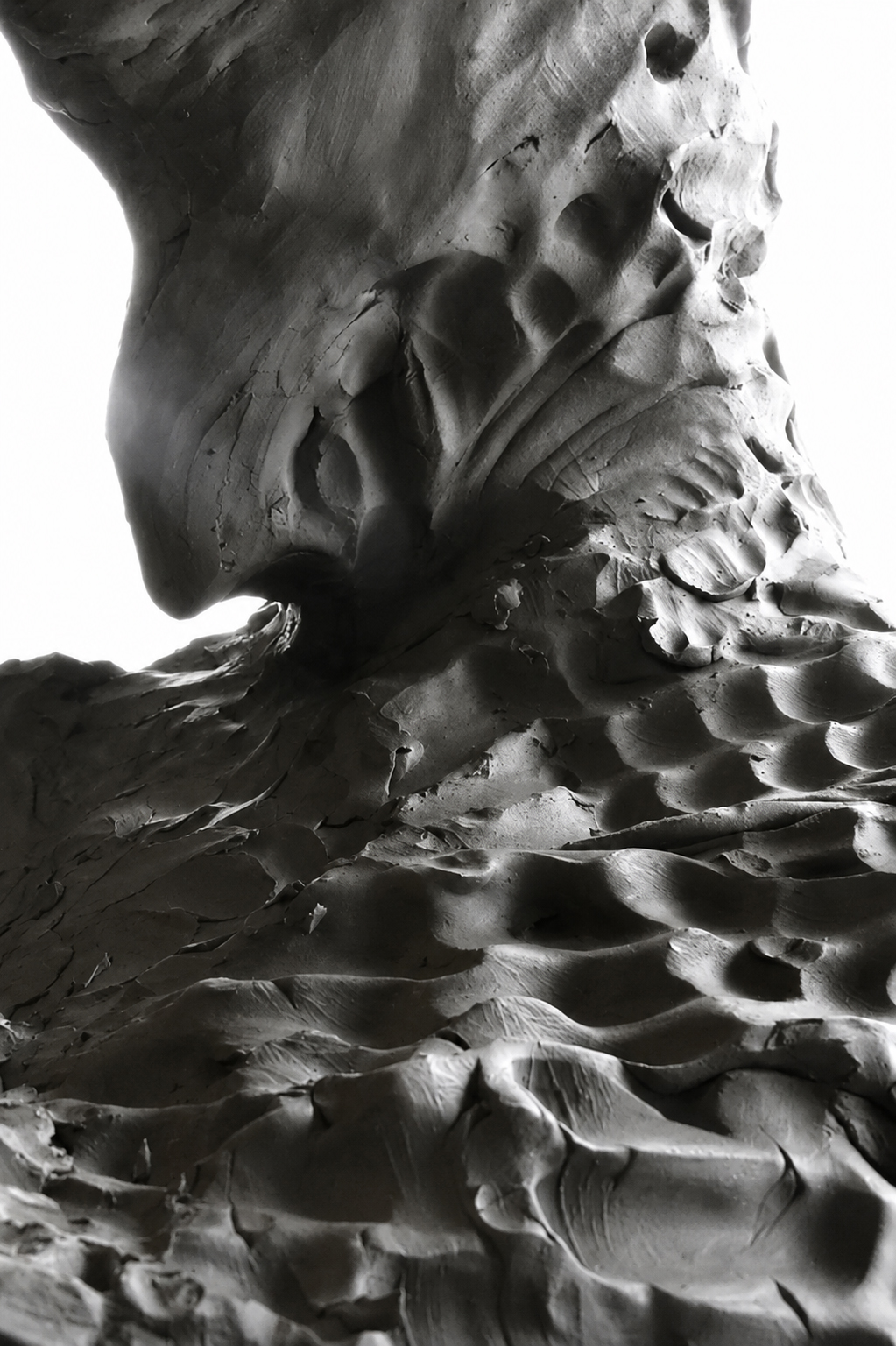 Detail of a clay sculpture